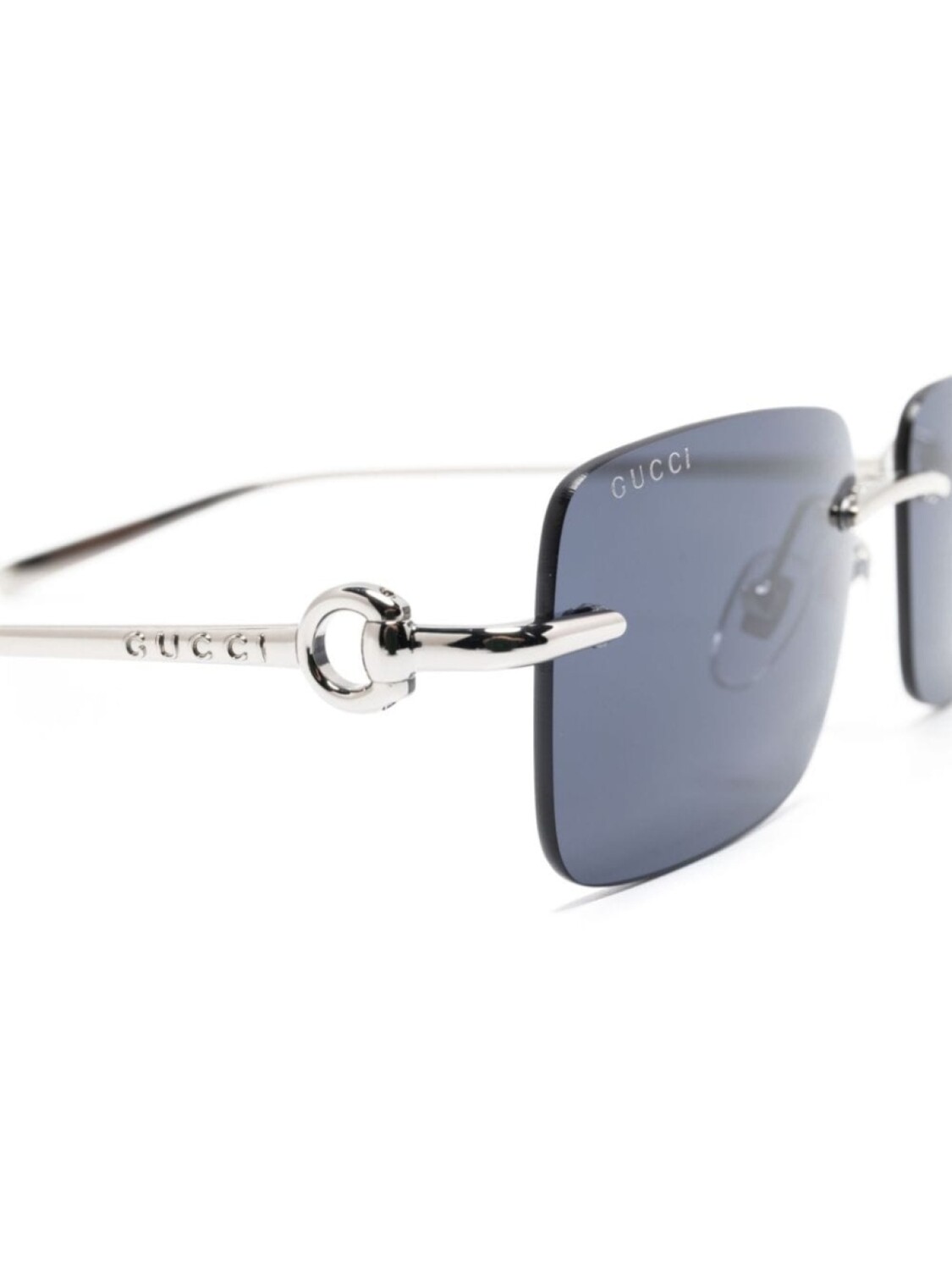 Gucci Eyewear солнцезащитные очки в прямоугольной оправе, серебристый — фото 3
