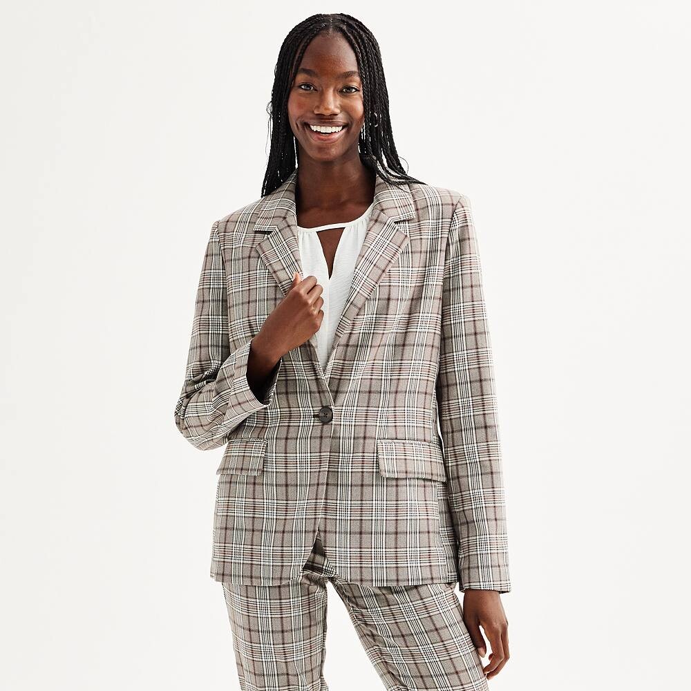 

Блейзер в клетку SO для юниоров на одной пуговице, цвет Brown Plaid