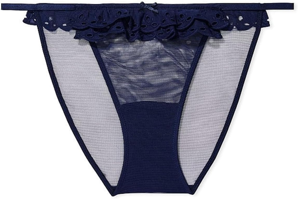 

Трусики-бикини Victoria's Secret с кружевом и люверсами, цвет синий, новые, Blue