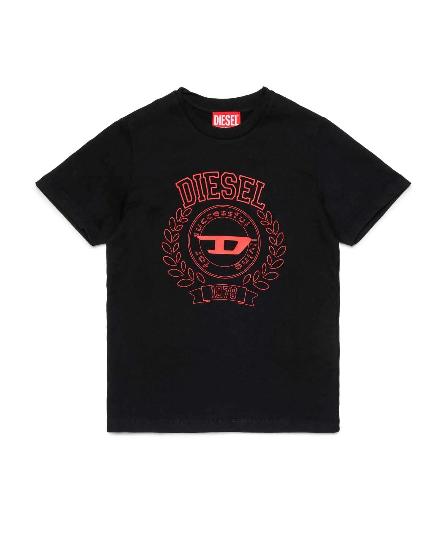 Унисекс футболка с логотипом DIESEL KIDS чёрная