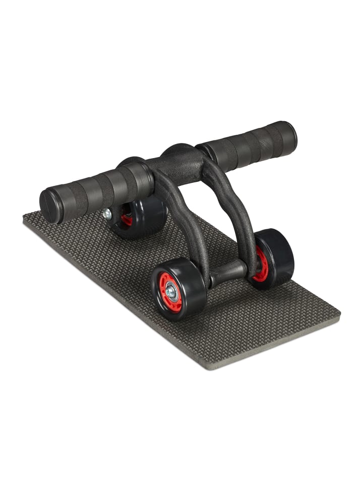 

Relaxdays Тренажер для пресса черно-красного цвета - 3 колеса