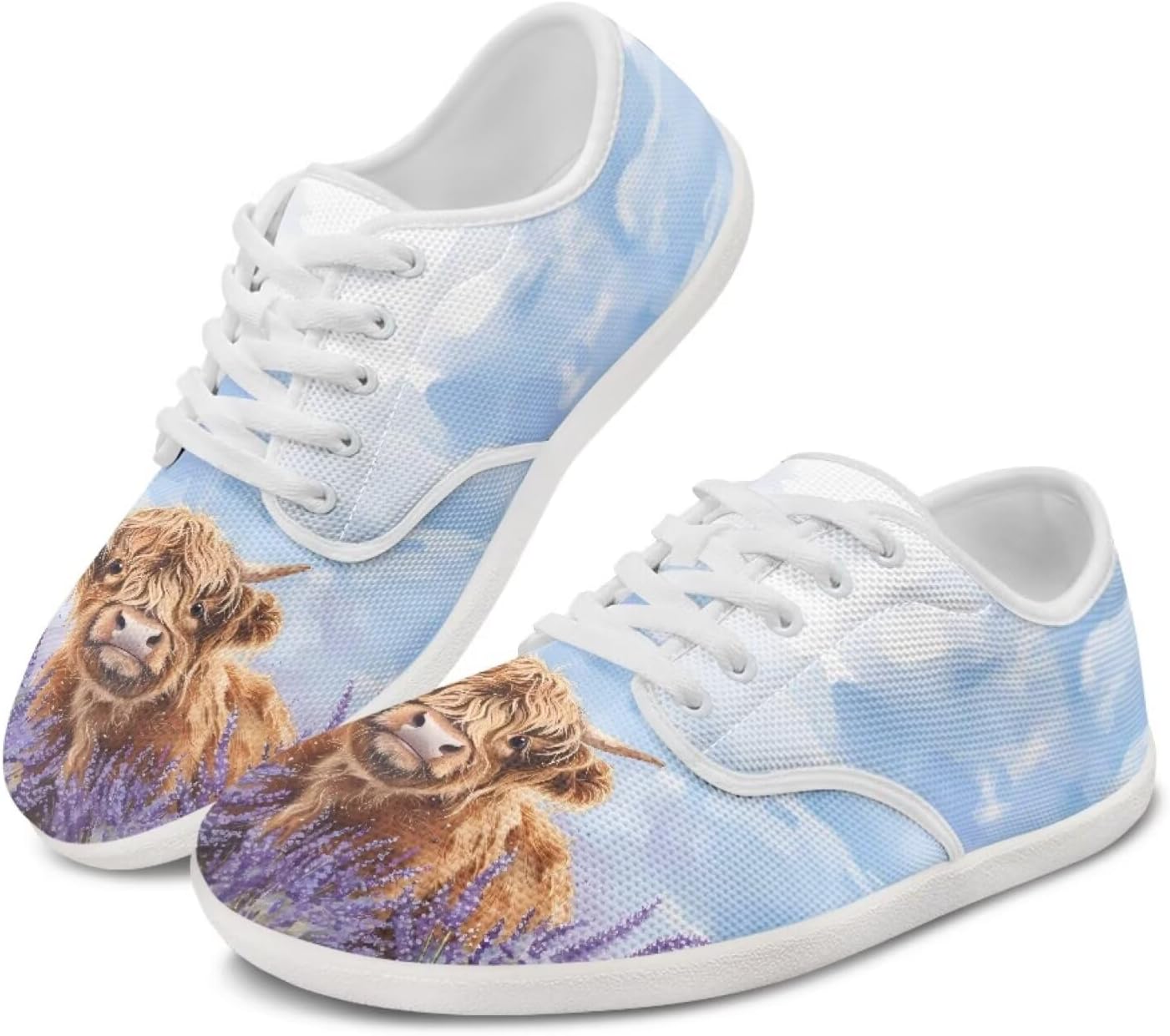 

Кроссовки chaqlin с рисунком коровы для женщин и мужчин, широким круглым носком, теннисные кроссовки, противоскользящие, без перепада, на шнуровке, низкие, лавандовый