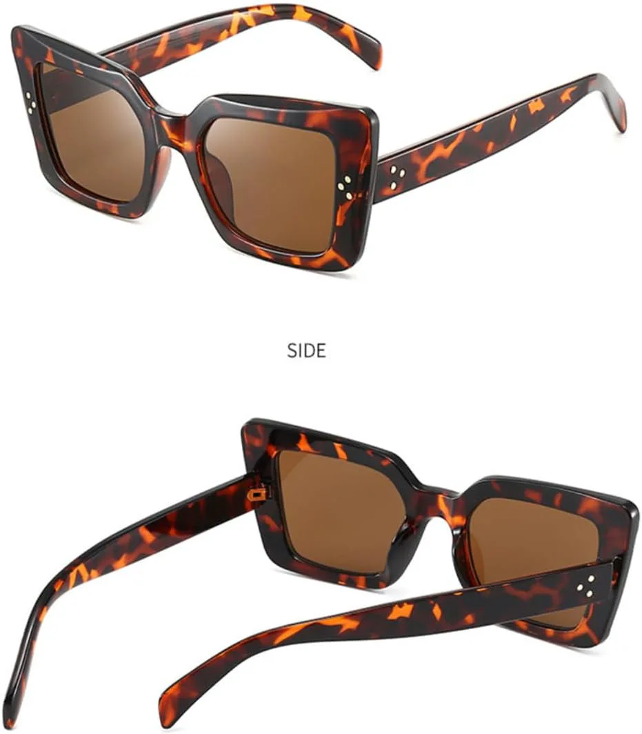 

Винтажные солнцезащитные очки большого размера в черепаховой оправе, модель «кошачий глаз», с декором из заклепок, розовые прямоугольные очки для мужчин TKKTLLT, C4