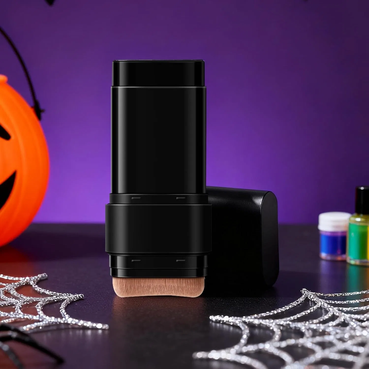Консилер-основа для лица Halloween, двухсторонний, черный и белый, с кистью — фото 3