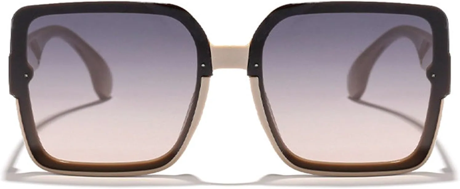 

Willochra Модные большие квадратные двухцветные женские солнцезащитные очки в стиле ретро с градиентом, трендовые безободковые солнцезащитные очки UV400, C6