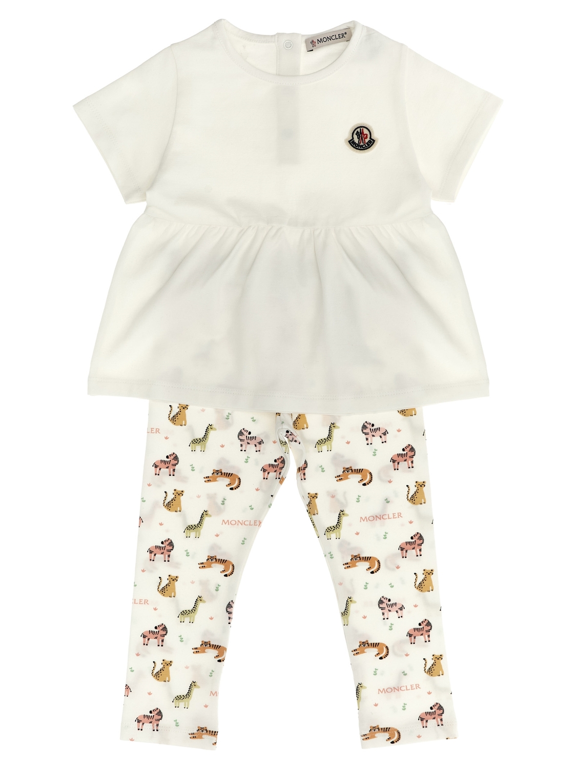 

Комплект: футболка с анималистичным принтом и леггинсы Moncler Enfant, мультиколор