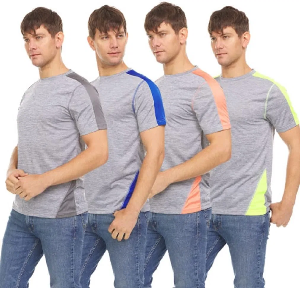 DARESAY Комплект из 4 спортивных футболок для мужчин, футболки из ткани Dri Fit для мужчин, футболки из влагоотводящей ткани для мужчин, спортивная одежда для мужчин, Pack-C — фото 2