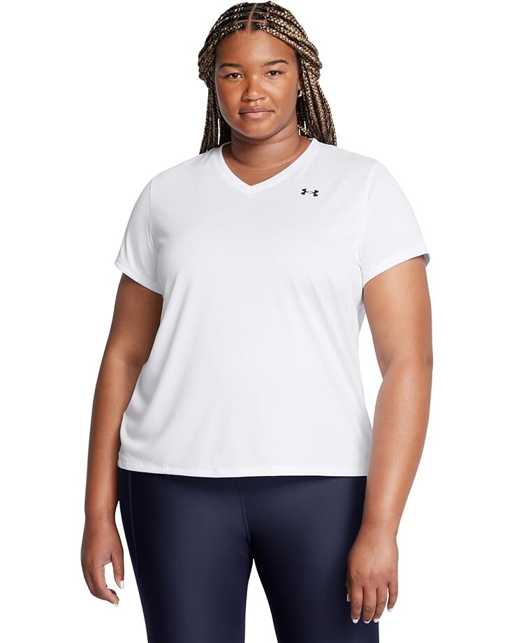 

Футболка Under Armour Plus Size Tech Short Sleeve V-Neck Solid, белый/черный