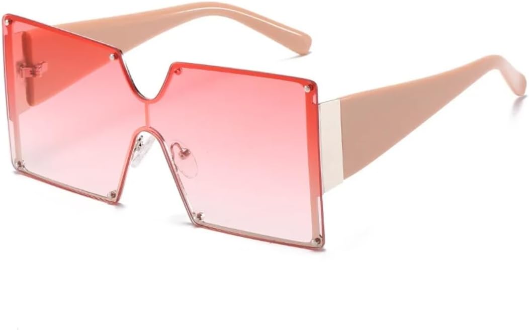 

Большие квадратные солнцезащитные очки для женщин, без оправы, цельные, с градиентным переходом цвета, роскошные, ретро, ​​с защитой от УФ-излучения UV400, винтажные, мужские UATXTAU, Pink