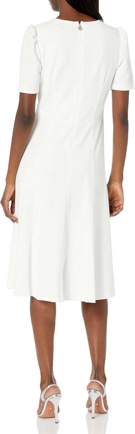 Женская кофта Tommy Hilfiger Scuba Crepe Structured с короткими рукавами-фонариками, Cream — фото 2