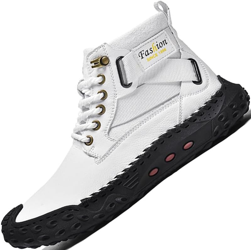 

Мужские ботинки Челси, повседневные высокие кожаные кроссовки, рабочая обувь, мужской размер Gjuyc, белый