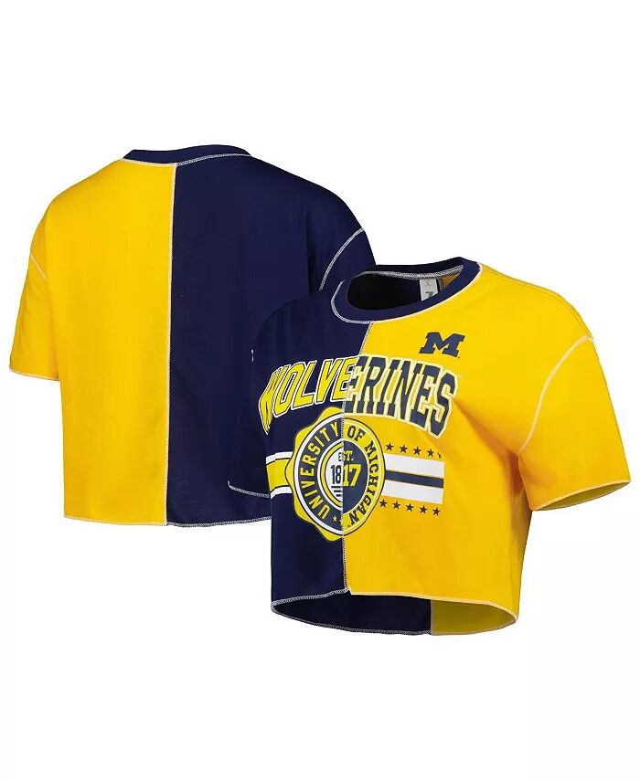 

Женская темно-синяя футболка Maize Michigan Wolverines Colorblock Cropped ZooZatz