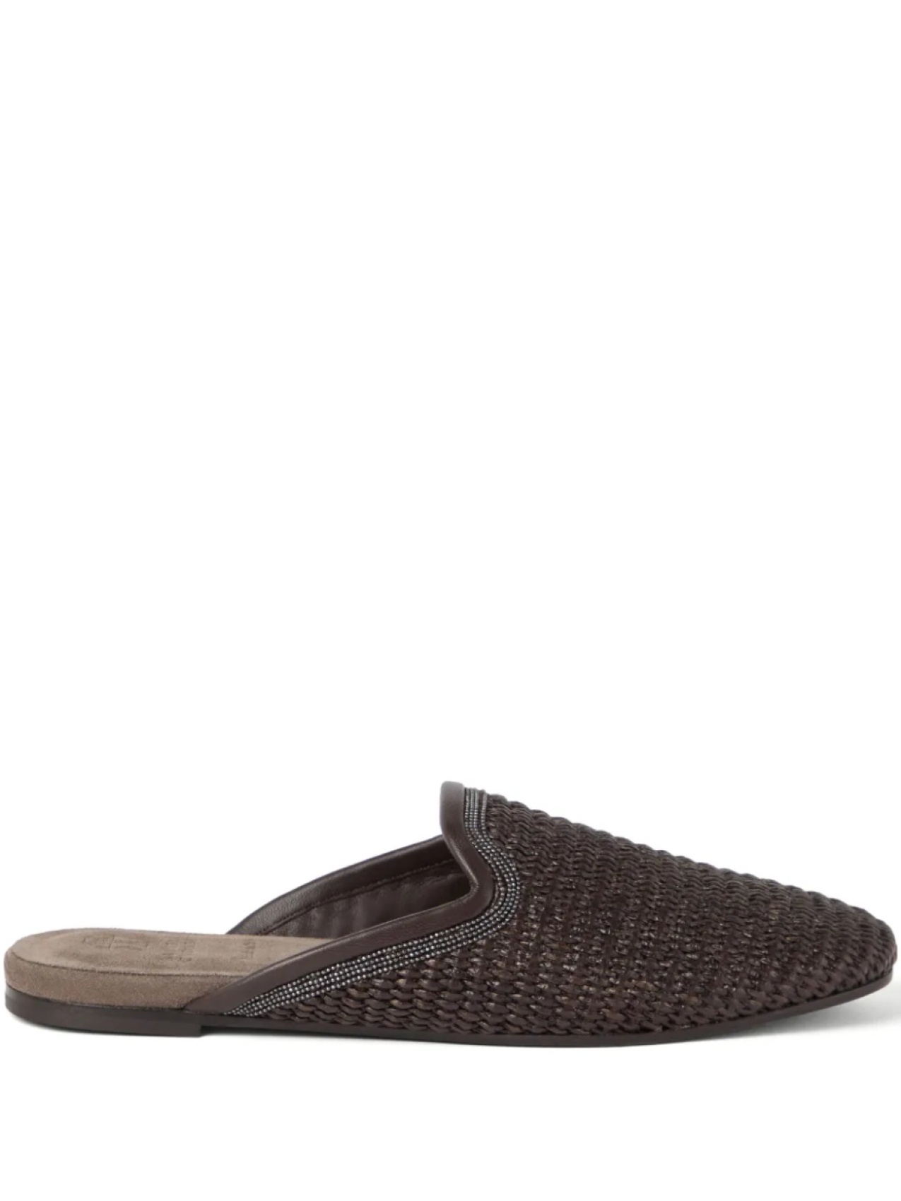 Brunello Cucinelli слиперы с декором Monili, коричневый