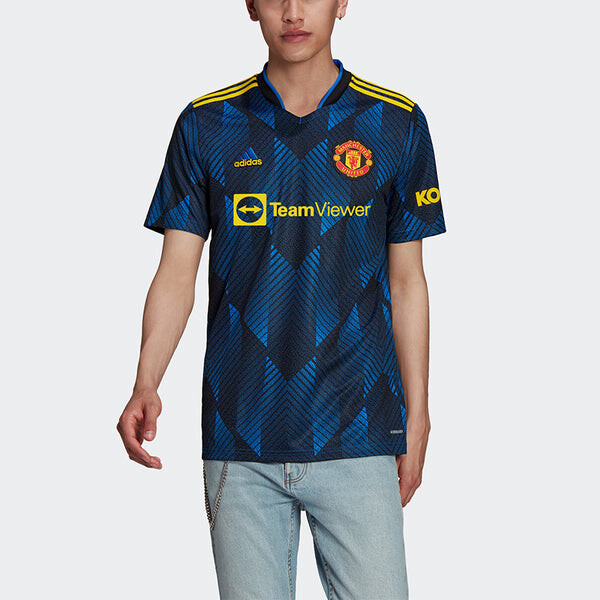 Футболка manchester united 21 22 третья футболка Adidas, синий — фото 3
