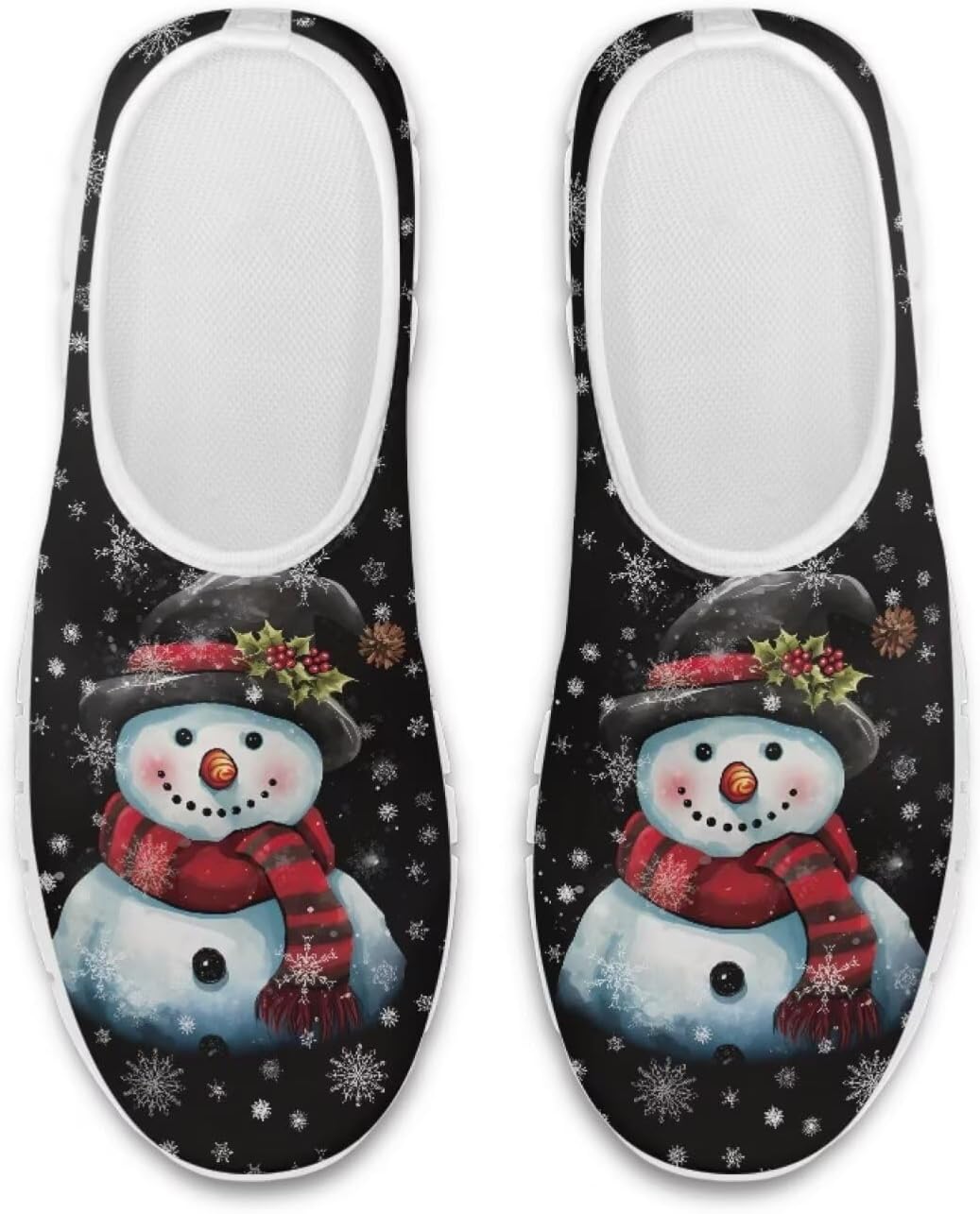 

Кроссовки Belidome Slip On Clipper для женщин и мужчин, прогулочные сетчатые кеды с мягкой нескользящей подошвой, Christmas Snowman