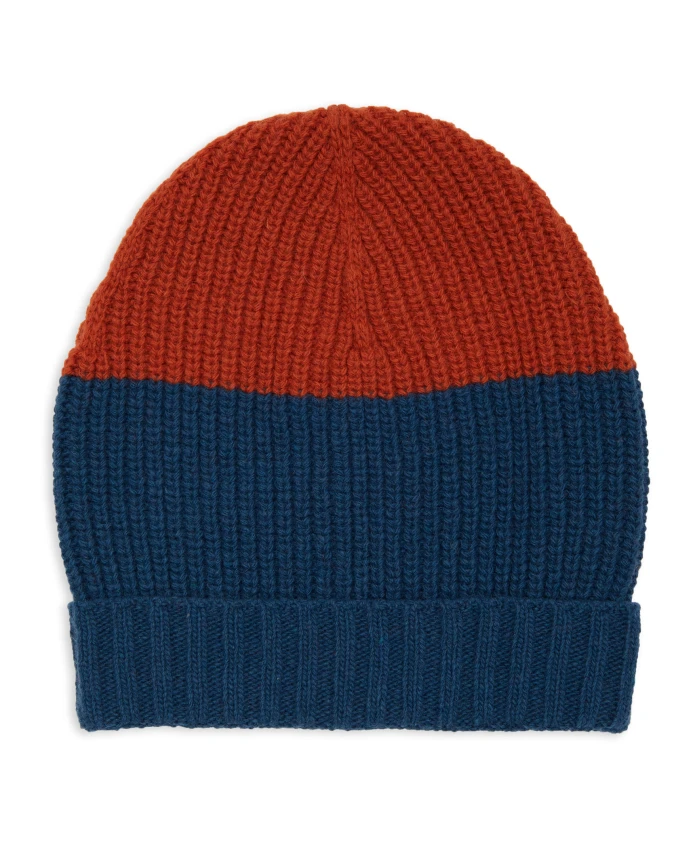 

Шапка-Бини унисекс светло-голубого цвета с отворотом и цветовыми блоками. Gallo, мультиколор