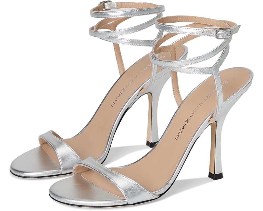 Туфли Stuart Weitzman Nudist Wrap 100, серебряный