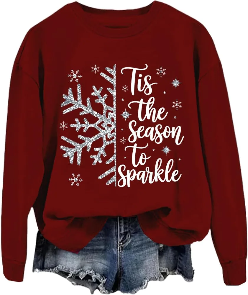 

Свитшот Funny Christmas Snow с принтом "Tis The Season To Sparkle" FITKEYS