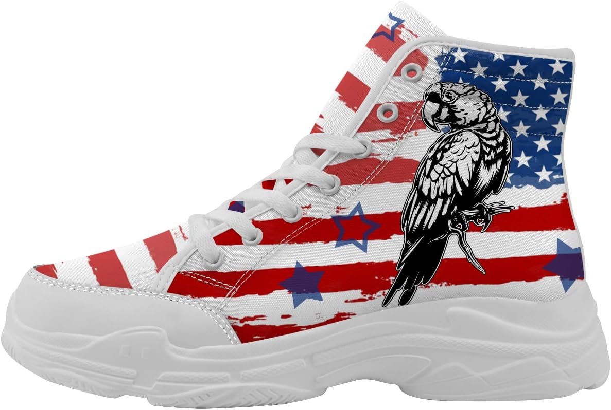 

Высокие кеды с американским флагом красного, белого и синего цвета для женщин, кроссовки на платформе с шнуровкой, подарки для нее и для него Generic