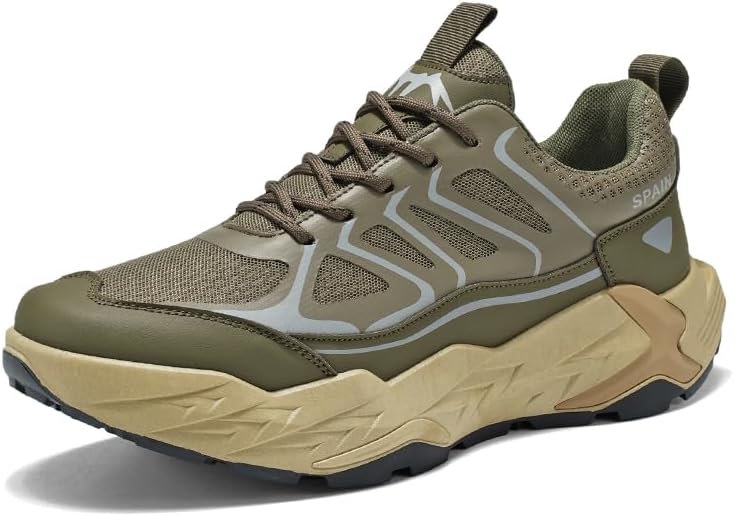 

Мужские дышащие сетчатые туфли с круглым носком на шнуровке с толстой подошвой, легкие и нескользящие повседневные спортивные кроссовки, подходящие для ежедневной ходьбы, бега и активного отдыха на улице Igzbibg, зеленый