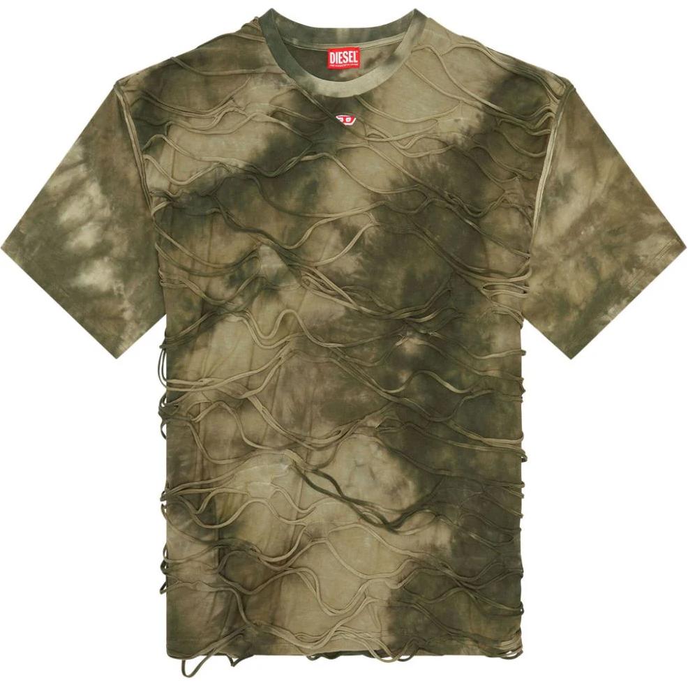

Футболка T Boxket Floating Strands Tie Dyed DIESEL, оливково-зеленый