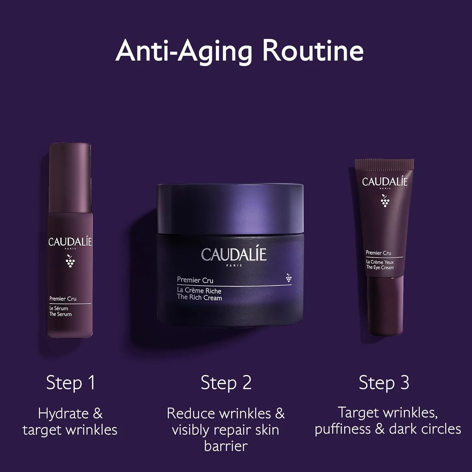 Caudalie Premier Cru антивозрастной набор для восстановления кожного барьера против морщин и пигментных пятен с Premier Cru The Rich Cream — фото 2