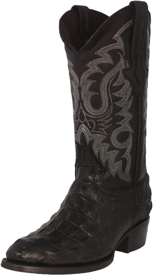 

Мужские черные ковбойские сапоги Texas Legacy с кожаным верхом, принтом под крокодила сзади и круглым носком