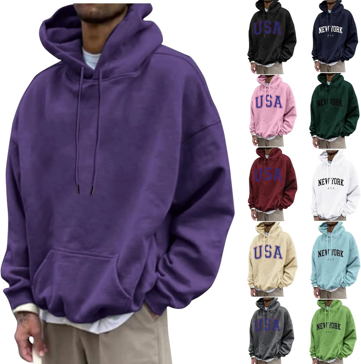 

Мужская худи с принтом и длинными рукавами, размеры M-3XL