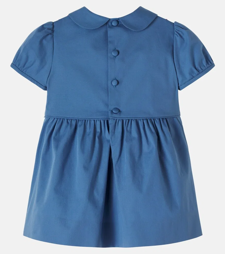 Детское платье из хлопковой смеси Gucci Kids, синий — фото 3