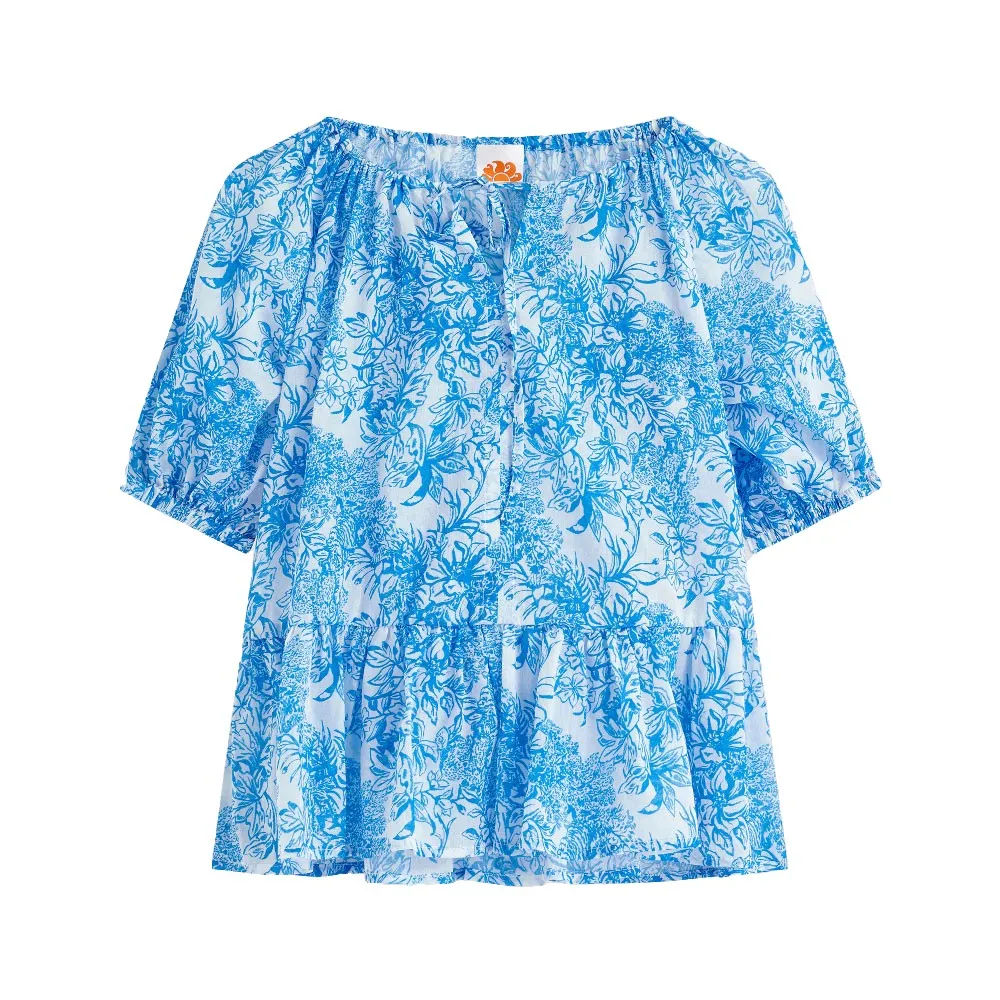 

Платье Sundek Fleur de joie print short sleeve short, синий