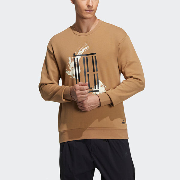 Толстовка wj swt logo printing sports round neck pullover yellow Adidas, желтый — фото 3