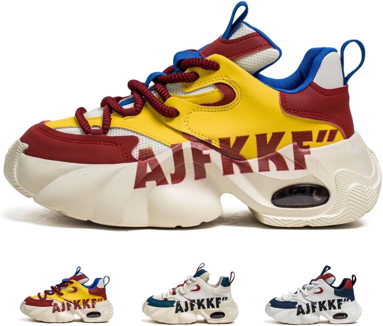 

Мужские кроссовки MACEFIL в стиле Y2K с массивной подошвой, цветными вставками, дышащие, удобные, ретро, модные, для повседневной носки и прогулок, красный/желтый