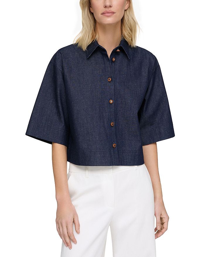 

Короткий топ на пуговицах Lafayette 148 New York, синий