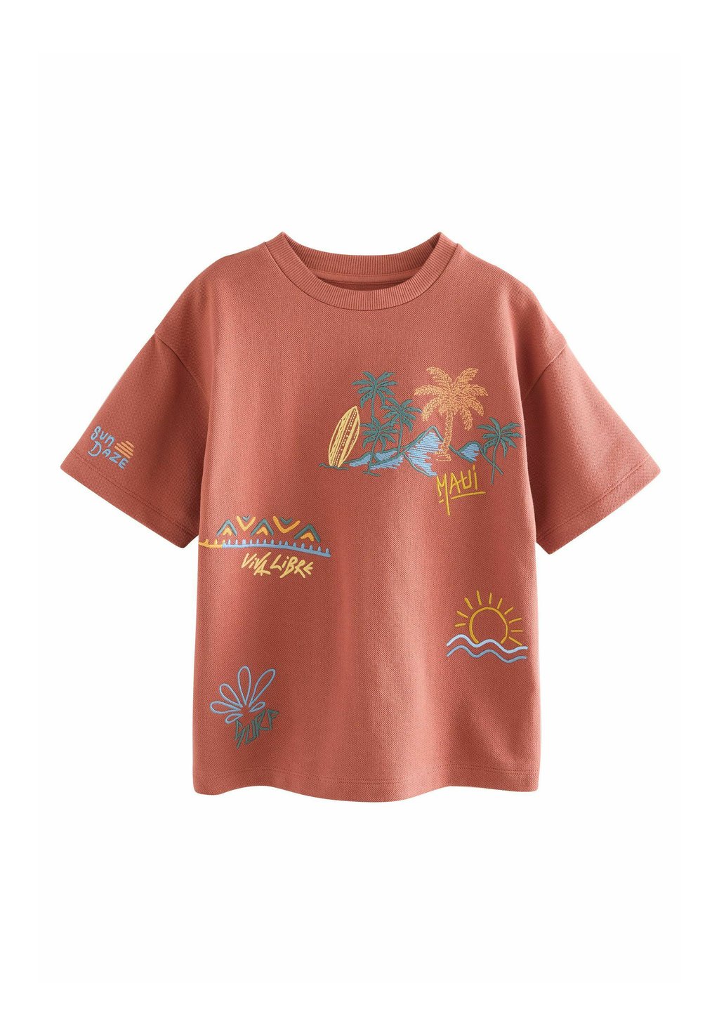 

Футболка с принтом TEXTURED RELAXED FIT SHORT SLEEVE Next, оранжевый