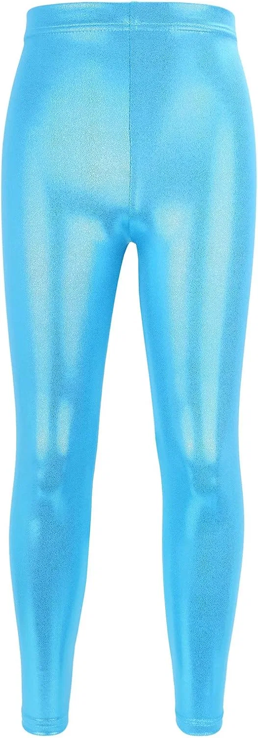 Леггинсы для девочек из кожи, Sky Blue