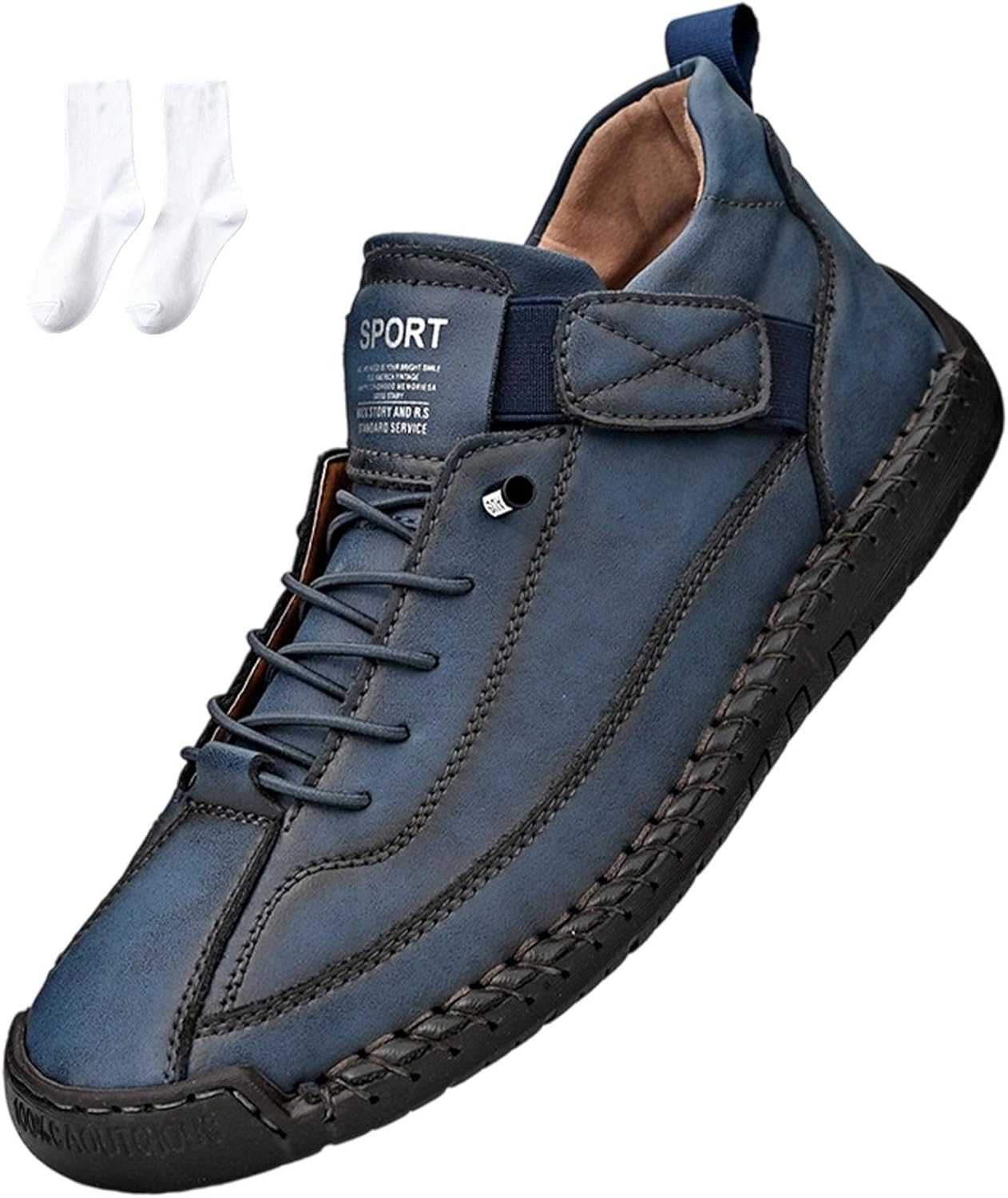 

Удобные ортопедические кроссовки, женские и мужские ортопедические кожаные туфли ручной работы, мягкая поддержка и комфорт Generic, синий