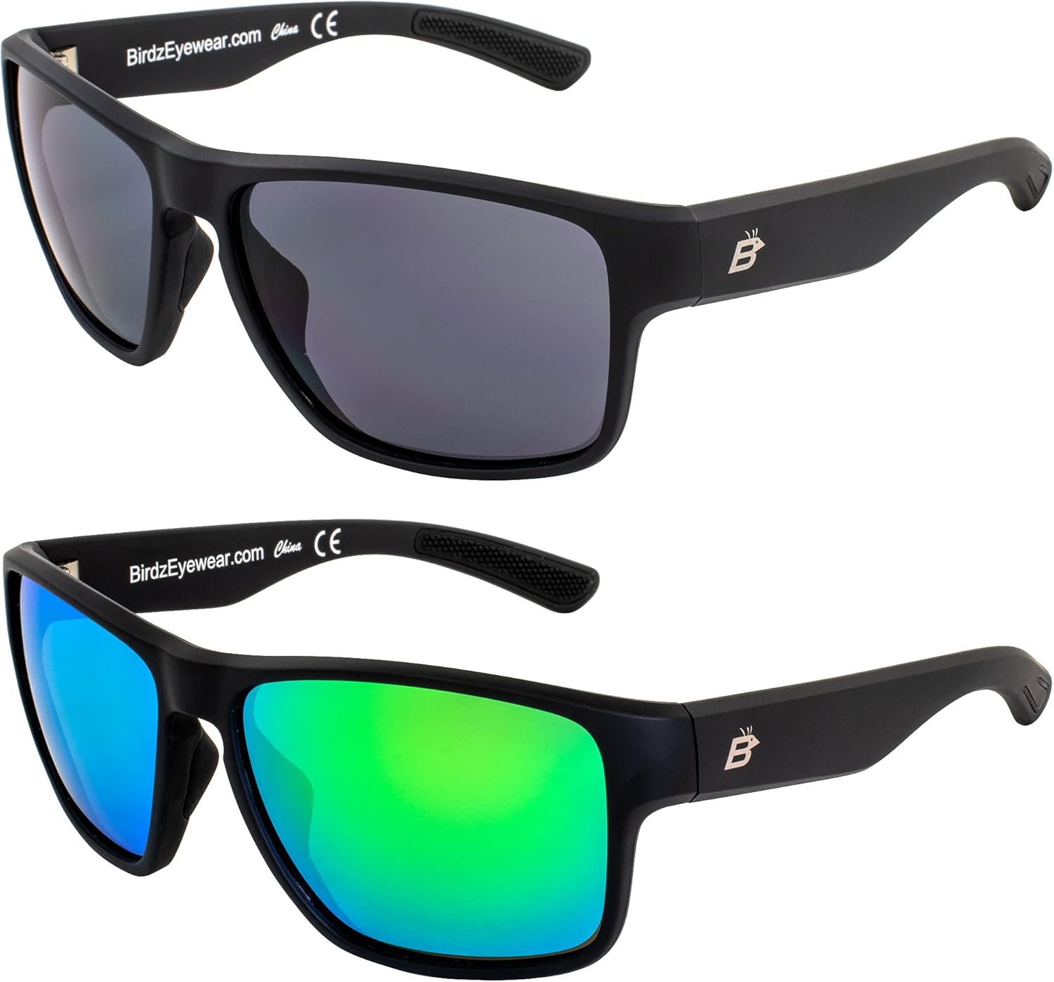 

Солнцезащитные очки Birdz Eyewear Glide (2 пары) для мужчин и женщин. Линзы с защитой от царапин. Легкая черная квадратная оправа. Дымчатые и зеленые зеркальные линзы, Smoke & Green