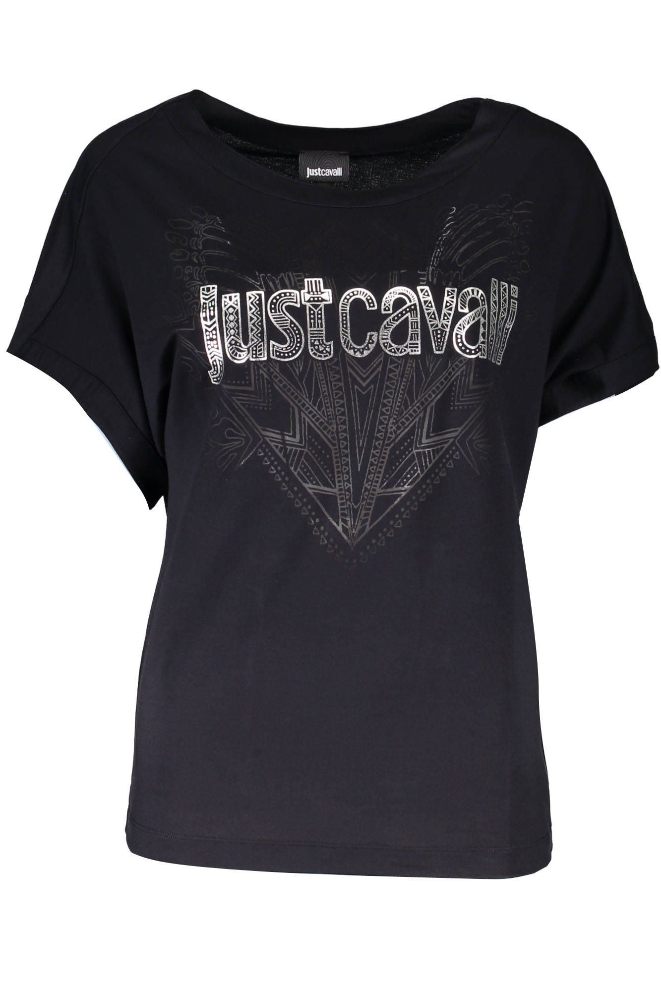 

Черная женская футболка из полиэстера Just Cavalli