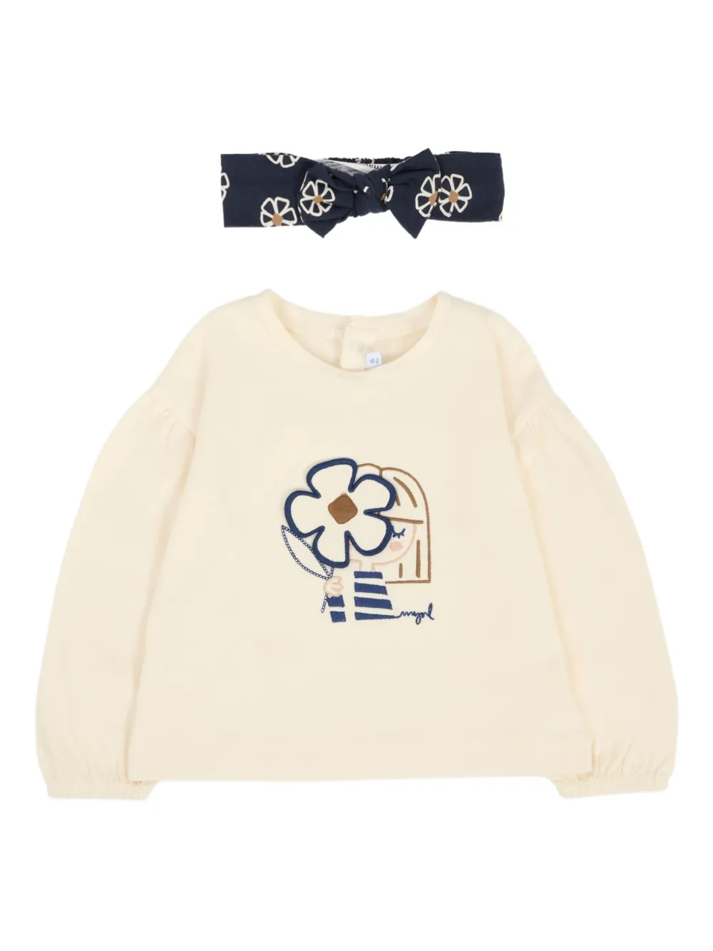 

Толстовка Flower-embroidered long-sleeve sweetshirt set Mayoral, белый