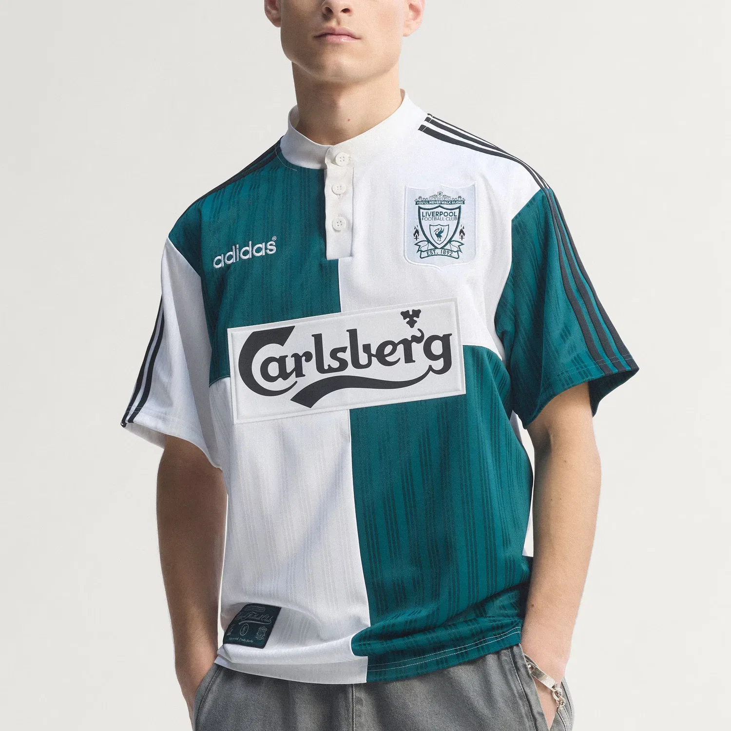 Футболка x LIVERPOOL FC для мужчин Adidas, White/Wealth Green — фото 4