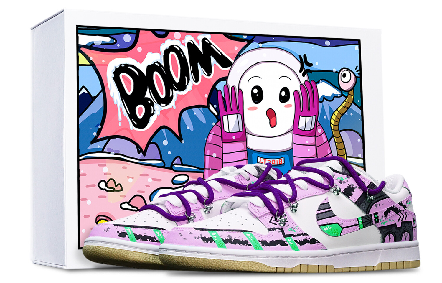 

Кроссовки Nike Dunk Skateboard Shoes Men Low-Top Purple White/Green