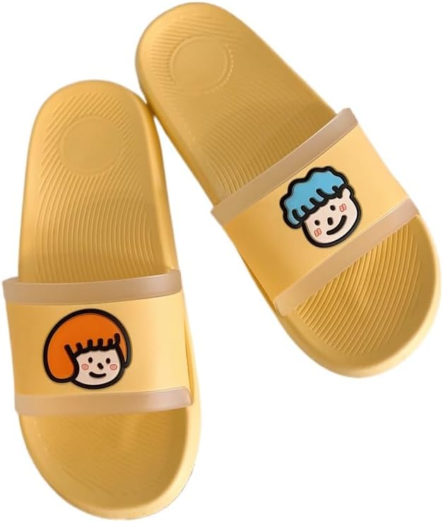 

Милые тапочки для женщин и мужчин с нескользящей толстой подошвой, домашние тапочки для подростков, девочек и мальчиков, милые летние сандалии Plonme, желтый