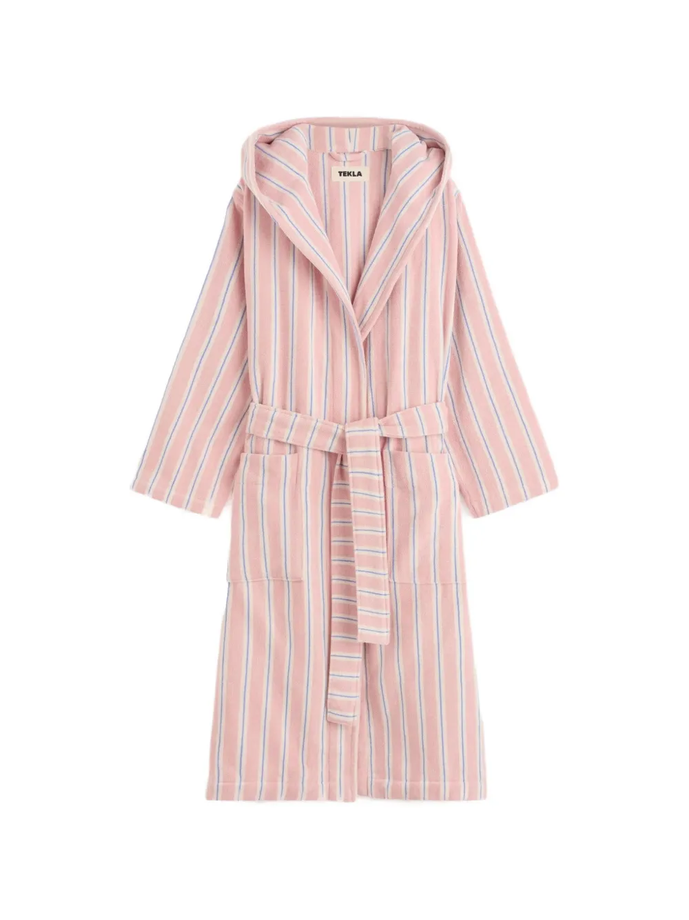 

Халат с капюшоном и полосатым узором Tekla, розовый