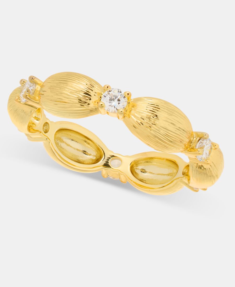 

Кольцо с текстурированным ободком и кубическим цирконием On 34th, Gold