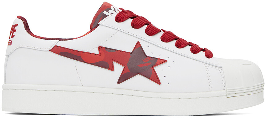 

кроссовки Sta White & Skull Bape, цвет Red, Белый, кроссовки Sta White & Skull Bape, цвет Red