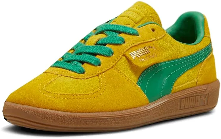 

Детские кроссовки PUMA Palermo на шнуровке для мальчиков - синие, повседневные, желтый/зеленый