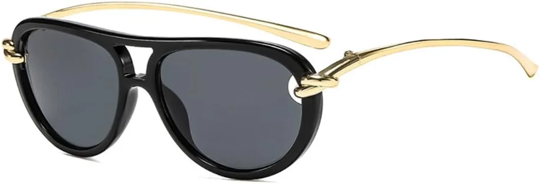 

Модные женские солнцезащитные очки с двойной перемычкой, овальные, с узлом, с полой оправой, защита от УФ-излучения UV400. Мужские солнцезащитные очки VFDHN, 68357-c1