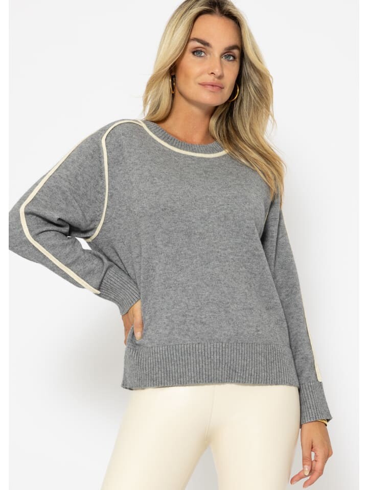 

Пуловер SASSYCLASSY Pullover mit Zierblenden, серый