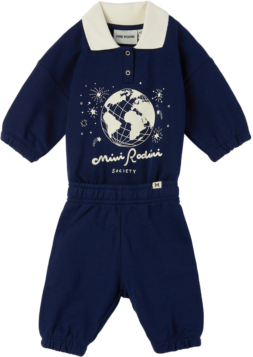 

Комплект из боди и спортивных штанов Baby Navy Society Mini Rodini