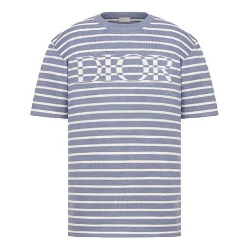 

Футболка men's ss21 material stripe short sleeve blue Dior, синий